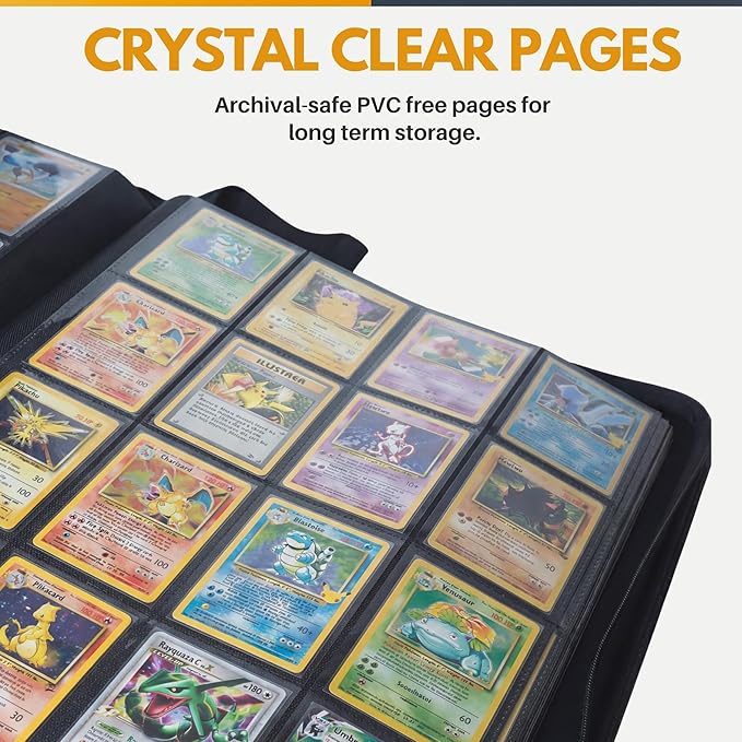 X PRO 1000+ Card Binder - Comes with 200 Card Sleeves | Compatible with TCG, Sports, MTG & More - 16 Pocket Card Binder | TCG Binder