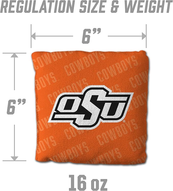YouTheFan Officially-Licensed NCAA Set of 4 Cornhole Bags - All Weather Regulation 6” x 6” Size - 16oz Weight - Designed in USA
