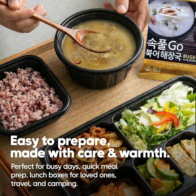 COELO Bugeo Haejangguk 10g x 10Packs (Total 3.5oz) | Korean-Style Dried Pollack Broth Soup | Easy Cook freeze-Dried Block | Authentic Korea Flavor Instant Soup Single Serve Bugeot Stew K-Food 북어국 해장국