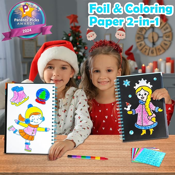 FUNNYB&G Foil Art Crafts for Kids Ages 4-8: Valentines Crafts for Kids 2026,Birthday Gift for Girls,Art and Crafts Supplies,Party Favors,Creative Toys for Girls Boys 4 5 6 7 8 9 Years Old (Winter)