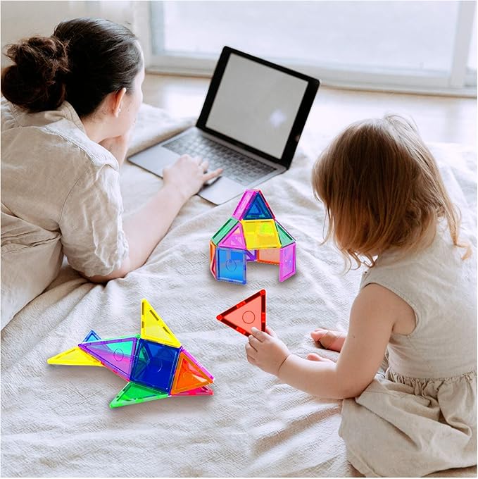 66 pc Magnetic Tiles with Multicolored Car Set, Building Blocks Toys, STEM Educational Learning Magnet Toy Preschool Montessori Boys & Girls Smart Kit Games Gifts for Age 3+ Kids Toddlers
