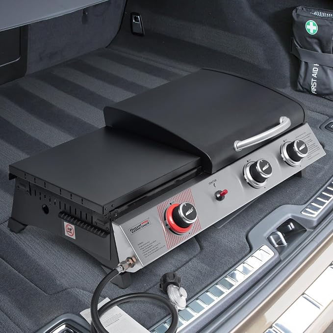 Royal Gourmet PD1305H 3 Burner Propane Gas Grill and Griddle Combo with Lid, 3-in-1 Grill Griddle Combo with 29,000 BTUs Output for Outdoor Cooking, 364 Sq. In. Cooking Area, Silver & Black | 3-in-1 Grill Griddle Combo | 29,000 BTUs Output, 364 Sq. In....