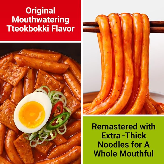 Nongshim Tteokbokki Style Noodles, Sweet & Spicy Korean Ramen, 10 Pack | Tteokbokki-style instant noodles with gochujang-inspired sauce, garlic-red pepper notes, chewy texture