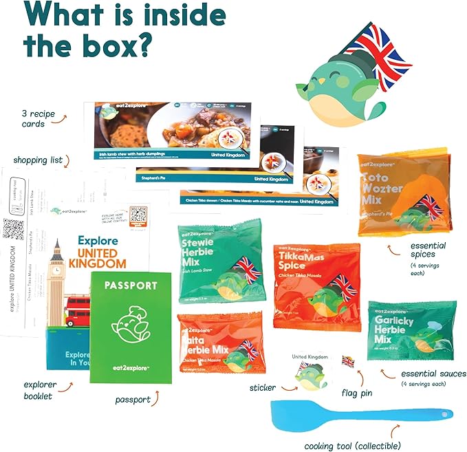 Cooking Kits for Kids - Interactive & Educational Set with 3 Recipe Cards, Key Ingredients & Cooking Tools - Ideal Idea for Kids who Love to Create Meals (UK Edition)