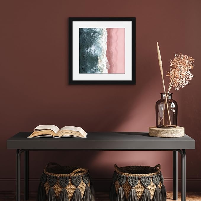 Americanflat 13x13 Picture Frame - Matted to 10x10 - Black | Engineered Wood construction, Shatter-resistant glass, sawtooth hangers included, use with or without mat