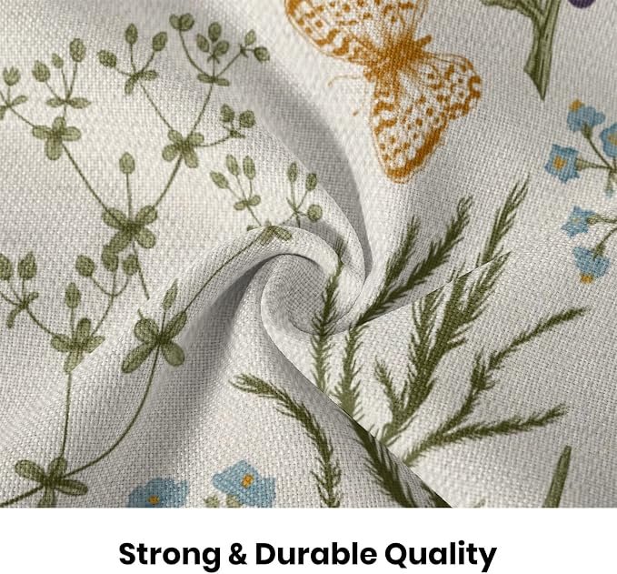 AEIOAE Spring Sage Green Wild Flower Pillow Covers 16x16 Set of 2 | Plant Throw Pillows Case,Seasonal Floral Outdoor Decorative Linen Farmhouse Decor Cushion Covers for Home Sofa Bed Couch