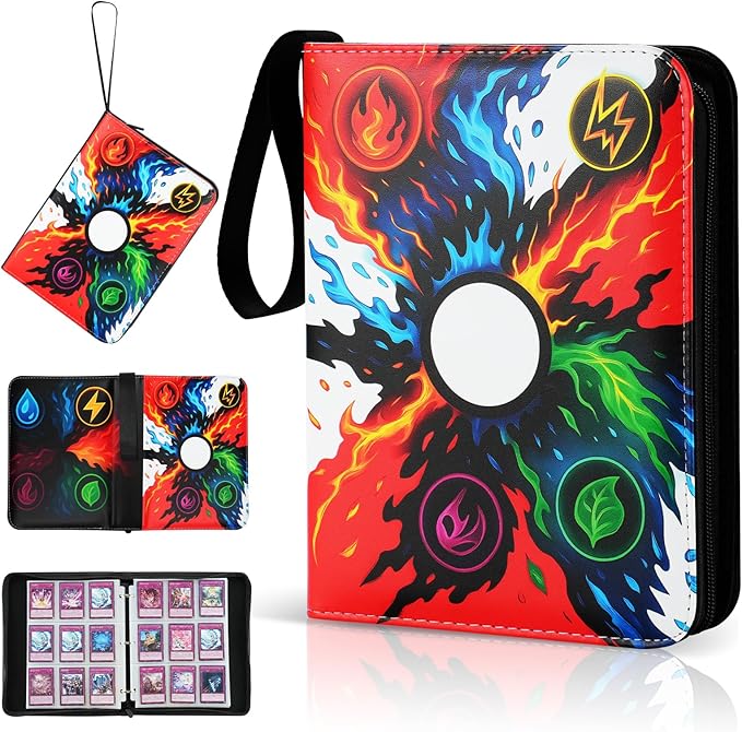 Trading Card Binder, 9-Pocket, Holds 1080 Cards, 120 Pages Side-Loading Card Album, PU Leather, Acid-Free Archival Sleeves, Durable Organizer for MTG, TCG & Sports Cards, Gift for Kids, Boys and Girls