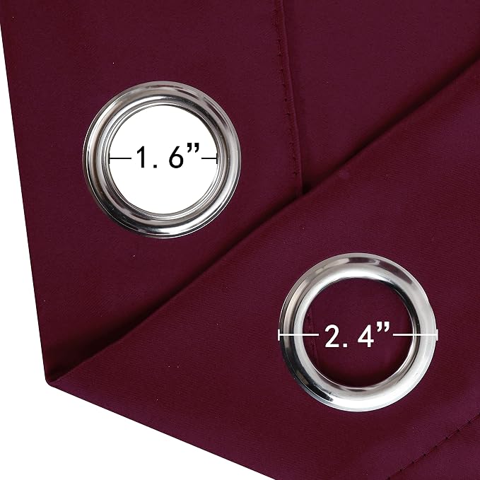 LEMOMO Burgundy Red Thermal Blackout Curtains/52 x 84 Inch/Set of 2 Panels Room Darkening Curtains for Bedroom