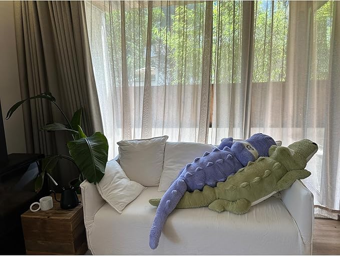 Hofun4U Alligator Plush Pillow, 46 inch Alligator Stuffed Animal, Home Decoration Christmas Valentine’s Birthday Gift for Boys Girls Adults Kids (Blue/Purple)