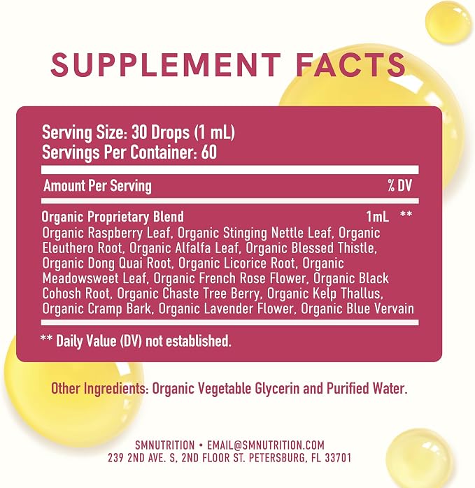 Hormone Balance Liquid Drops with Black Cohosh & Stinging Nettle, Vegan | With Red Raspberry Leaf Chasteberry & More, Menopause Hot Flash & PMS Menstrual Herbal Support Tincture, USDA Organic, 2oz