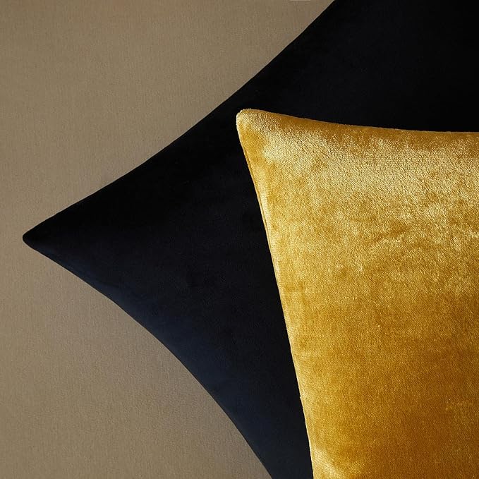 22x22 Throw Pillow Covers Set of 2 Decorative Velvet Cushion Covers,Golden | Soft Pillow Cases with Invisible Zipper for Modern Couch Sofa Bed Living Room Bedroom Home Decor