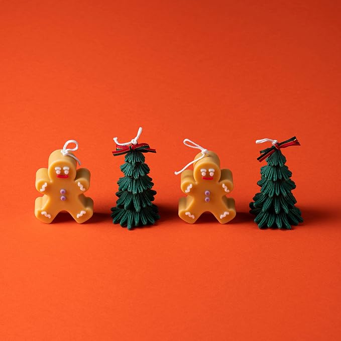 MAGOKORO Christmas Candle Set of 2 – Gingerbread Man Christmas Tree Candle, Premium Soy Wax Scented Candles Gift | 3.5 oz