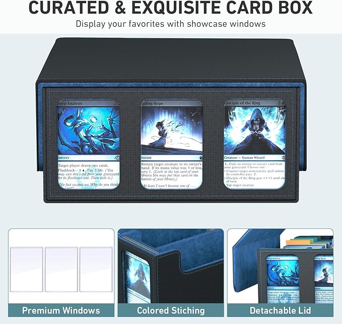 3-Row Trading Card Storage Box, Bulk Cards Case for 2400+ Mtg tcg Magic Playing Game Card Organizer, Commander Deck Box with 3 Supports & 24 Dividers