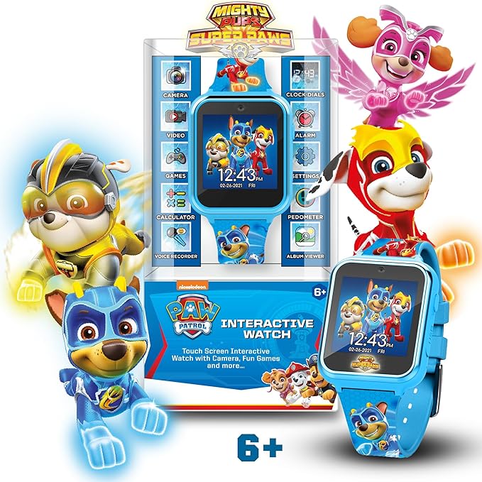Accutime Paw Patrol Smart Watch with Camera for Kids and Toddlers - Interactive Smartwatch for Boys & Girls Featuring Games, Voice Recorder, Calculator, Pedometer, Alarm, Stopwatch, with USB Cable