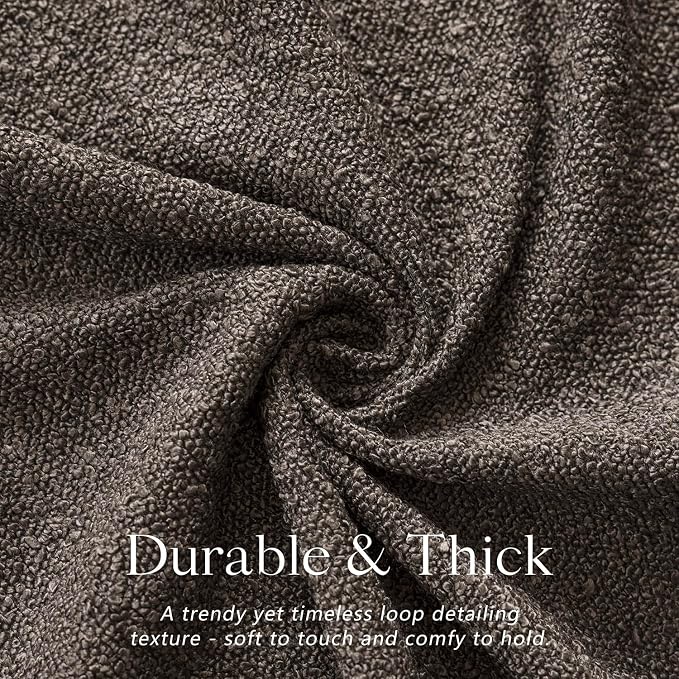 Foindtower Set of 2, Decorative Textured Boucle Throw Pillow Covers Accent Solid Pillow Cases Neutral Soft Cozy Couch Cushion Case for Chair Sofa Bedroom Living Room Home Decor 24 x 24 Inch Dark Brown