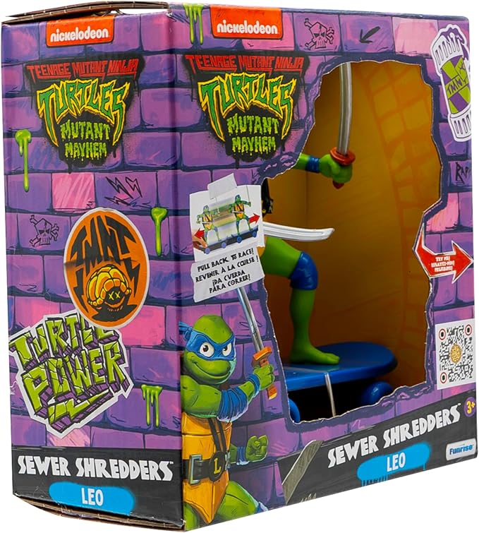 Teenage Mutant Ninja Turtles 5" Sewer Shredders Leonardo Movie Edition, Ages 3+, Pretend Play Toy Figure Playsets, Shred and Battle with TMNT Skate Toy!