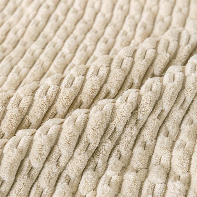 Set of 4 Beige Decorative Throw Pillow Covers 20x20 Inch Corduroy Pillow Covers for Bed Couch Sofa Living Room Soft Square Cushion Cases