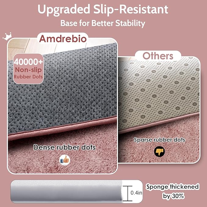 Amdrebio Blush Pink Area Rugs for Girls Bedroom Kids Room, 5x7 Fuzzy Furry Fluffy Kawaii Rugs for Living Room Playroom, Shaggy Plush Shag Carpet for Nursery Dorm Classroom, Cute Dusty Rose Mauve Rug