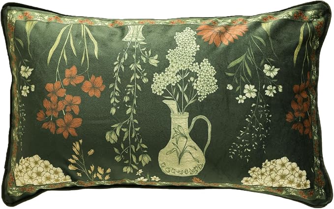 Designer Vintage Velvet Throw Pillow Cover,20"x12"-Nocturne | Pillow Cover,Concealed Zipper Design,Dragonfly Pattern,Sofas,Bedroom,Living Room,Lounge Chairs,All Season Home Decor
