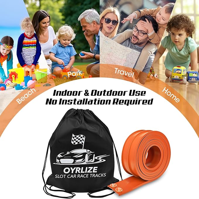 for Hot Wheels Race Car Flexible Track for Kids Toy,Diecast 1/64th Kids Toy Cars Flex Track Ramp 15Ft Starter Set Long Rolls Up Portable Flexible DIY Racetrack with Suction Cups for Boy Girl Age 3+