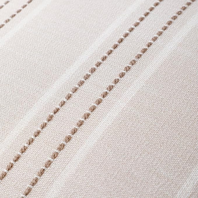 Hckot Striped Throw Pillow Covers 22x22 Set of 2 Taupe Pillow Covers | Farmhouse Decorative Pillows Textured Linen Square Cushion Covers for Sofa Couch Bed Living Room Decor(Taupe)