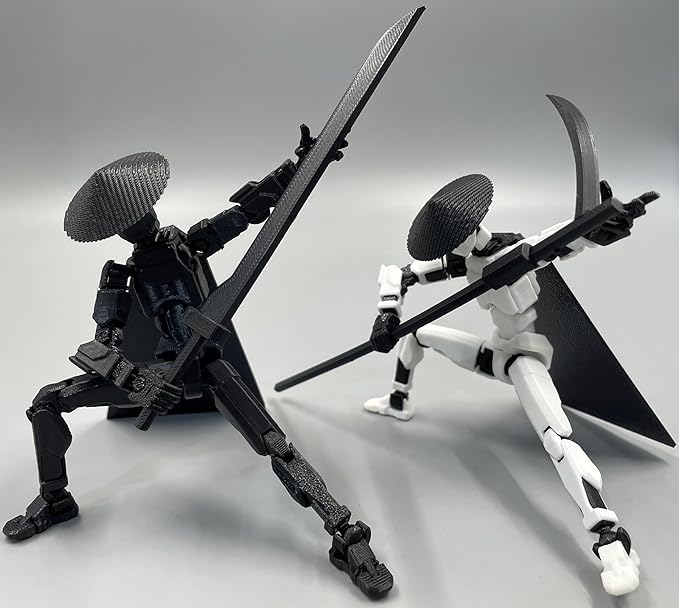Titan 13 Action Figure Set (Assembly Completed), 3D Printed Multi-Jointed Movable T13 Lucky13 Dummy Mobile Robot, Nova 13 Action Figures Desktop Decorations for Game Lovers Toy (White/Black)