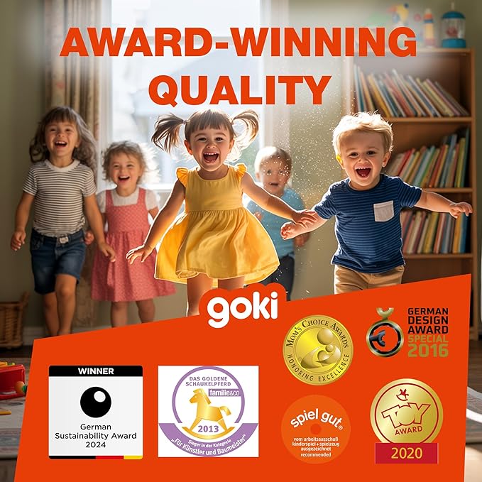 GOKI Chunky Wooden Puzzle for Toddlers 2-4 Montessori Learning Toy - Who Eats What - Educational Toys for 2 Year Old - Ideal Gift for Toddler 9pcs - Designed with Love in Germany