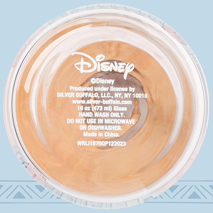 Silver Buffalo Disney Lilo and Stitch Sitting Glass Jar Tumbler with Bamboo Lid and Glass Straw, 16 Ounces