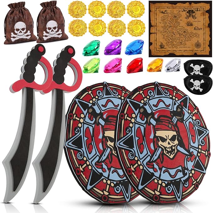 RICHNESS Kids Toy Swords and Shields Foam Play Sword and Shield for Kids Dress Up and Costumes Pack of 2 Players