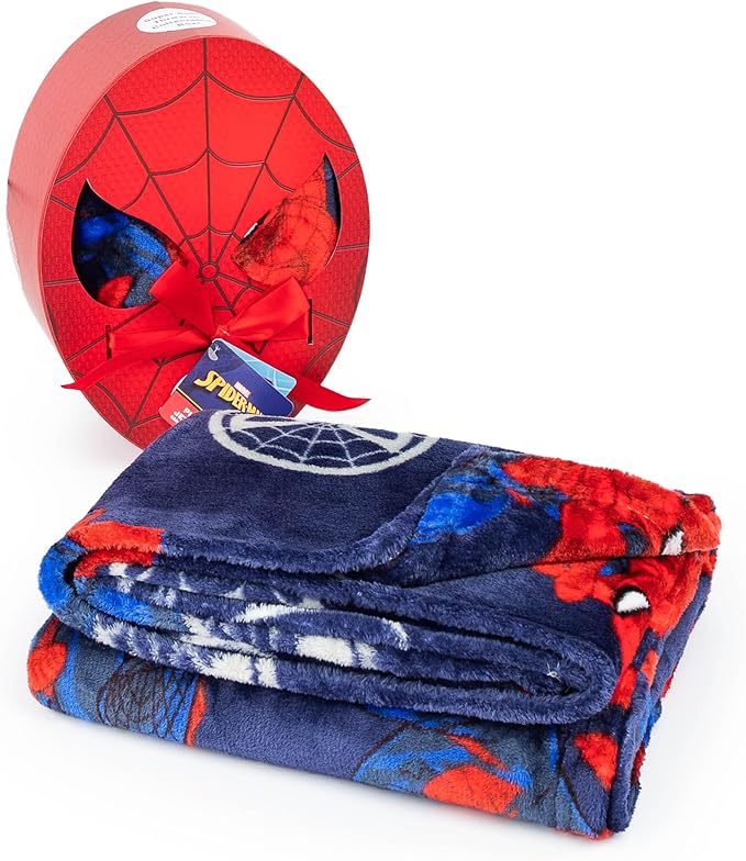 Jay Franco Marvel Spiderman Throw Blanket with Gift Box - Plush Throw Measures 46 x 60 Inches - Super Soft Special Edition Superhero Fleece Bedding