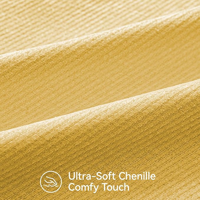 Fall Decorative Throw Pillow Covers Pack of 2,18x18 Inch Mustard Yellow | Twill Chenille Cushion Covers for Sofa Living Room Couch Bed