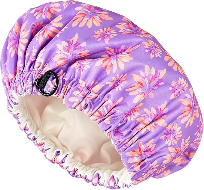 Castor Oil Pack Wrap Organic Cotton for Hair Growth, Overnight Hair Wrap for Sleep, Reusable Hair Mask Cap for Castor Oil Treatment of Balding,Thinning Dry and Damaged Hair(Oil Not Included) Purple, M