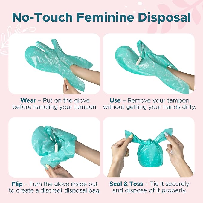 Sunlit No-Touch Feminine Hygiene Disposal Bags, Hygienic Odor-Reducing and Discreet Solution for Tampons Pads Liners and More, Size L - 2 Pack, 40 Count