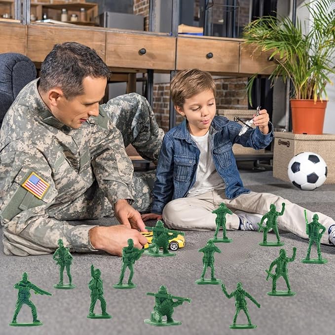 Army Men Toy Soldiers Set 50pcs Green Soldier Action Figures Army Men Playset Plastic Military Toys for Boys Birthday Gift Christmas Holiday Stocking Stuffers Party Favors School Projects Diorama