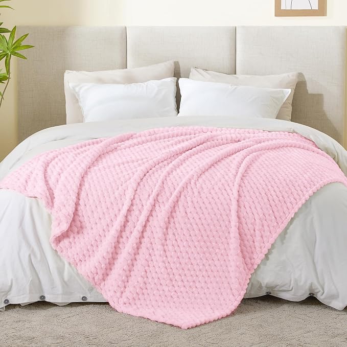 BEDELITE Twin Blanket for Couch, Soft Cozy Gifts for Women, Cherry Blossom | 3D Jacquard Decorative Fleece Blanket, Super Soft Plush Throw, Cute Birthday Gift for Women, Suitable for All Seasons, 60*80