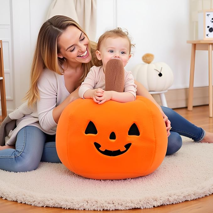 15.7 Inch Big Creative 3D Simulation Pumpkin Pillow,Fluffy Cars Pillow Outdoor Cushions for Halloweens Party Favors,Clever Boy's and Girl's Room Pumpkins Decorations
