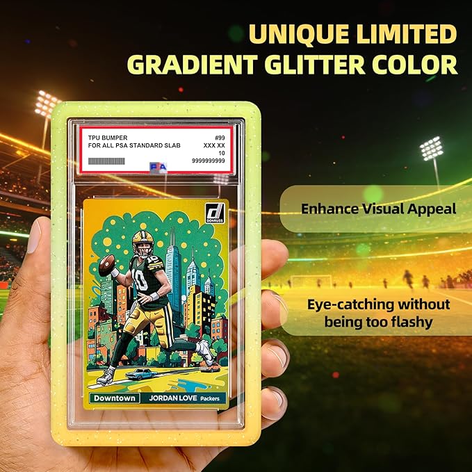 NAKIS Slab Guard for PSA Graded Cards, 1 Pack TPU Slab Protector Graded Bumper Guard for PSA Graded Card Only, Gradient Color Glitter Limited Edition, COLOR10