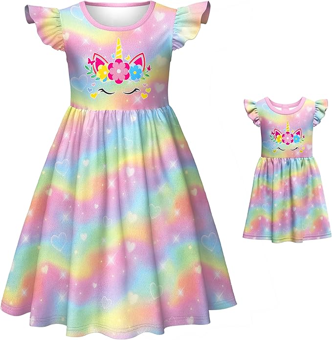 LQSZ Doll and Girl Matching Princess Dress Outfits for Girls and 18" Matching Doll and Girl Clothes