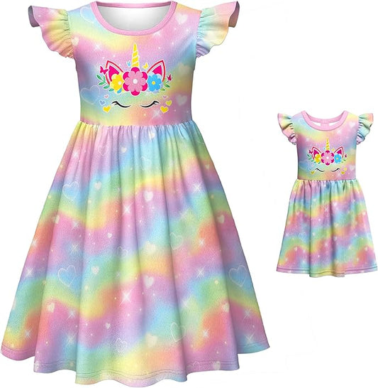 LQSZ Doll and Girl Matching Princess Dress Outfits for Girls and 18" Matching Doll and Girl Clothes