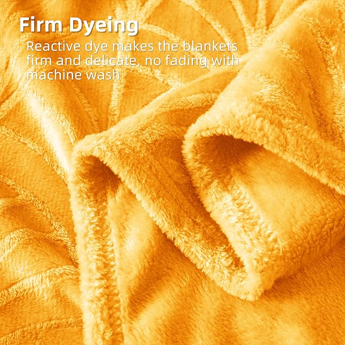 Whale Flotilla Soft Flannel Fleece Throw Blanket for Couch, Lemon Yellow | Cozy Lightweight Breathable Velvet Sofa Throws, Plush Fluffy Vintage Pattern Decorative Blanket for Bed, All Season, 50"x60"