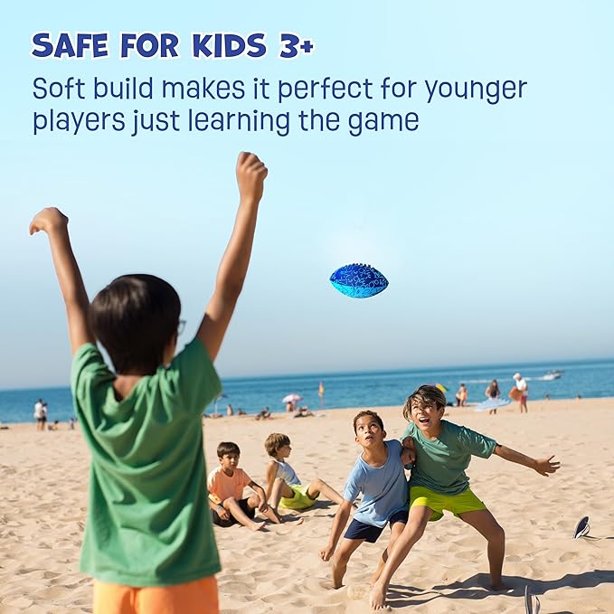 BAMMAX Waterproof Football for Pool, Beach, Outdoor and Indoor Play - 6.5 inch Size, Durable & Double Laced, Perfect for Beach Accessories, Kids Games, Pool Toys for Kids 3+ Years, All-Weather Games.