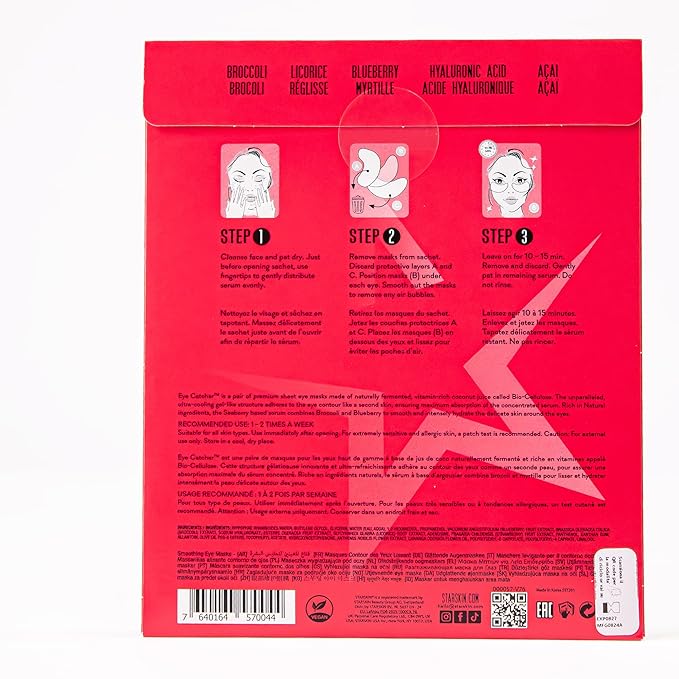 STARSKIN Eye Catcher 2 Pairs, Bio-Cellulose Under Eye Patches, for Dark Circles, Wrinkles, Eye Bags & Puffy Eyes, Brightening & Refining Under Eye Treatment, Korean Skincare