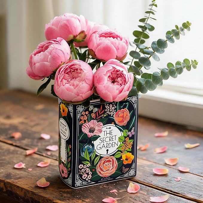 Ceramic Book Vase - Unique Book Shaped Vase for Flowers, Decorative Desk & Shelf Decor, Creative Aesthetic for Shelf Table Home Office Decor,Gift for Book Lovers, Readers & Plant Enthusiasts