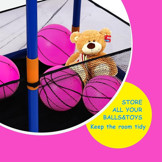 Nattork Arcade Basketball Game Set with 4 Balls and Hoop, Kids Basketball Hoop Indoor Outdoor Sports Toy Gifts for Kids Boys Girls 3-8 Years Old, Air Pump Included, Ideal for Gifts