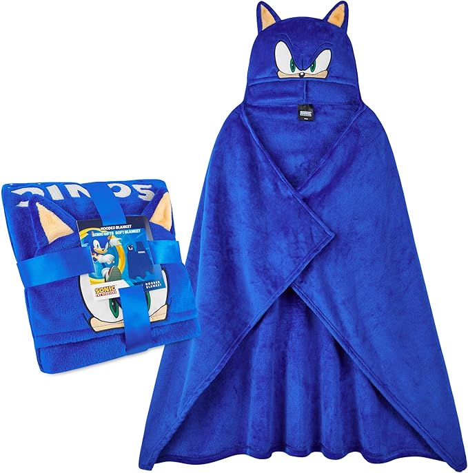 Get Trend Blanket with Hood for Kids 51x35in, Fleece Throw Cozy Wearable Blanket with Hood and Ears Gifts for Kids