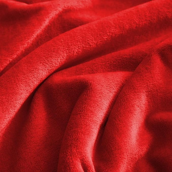 KMUSET Super Soft Throw Blanket Premium Silky Flannel Fleece Twin Red Microfiber Lightweight Blanket All Season Use