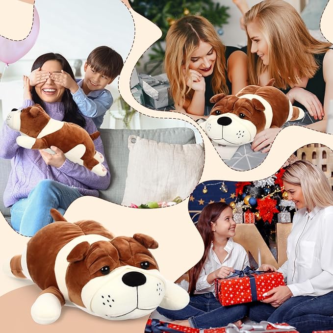 17.7" Huggable Dog Plush, Cute Stuffed Animal, Soft Adorable Cuddle Companion for Kids, Christmas Birthday Plush Pillow Gift for Boys and Girls