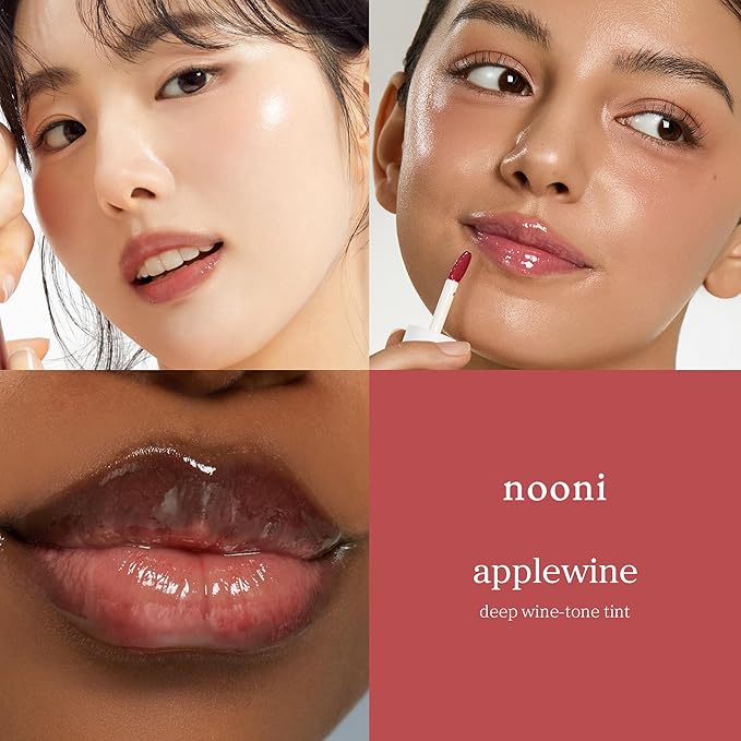 NOONI Korean Lip Oil - Applewine | Long-Lasting, Moisturizing, Plumping, Revitalizing for Dry Lips, Waterproof, No Peel Off, Hydrating, Stocking Stuffers, Gifts For Women, 0.12 FL Oz