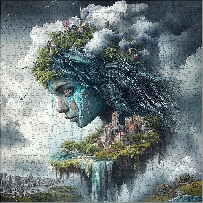 Magic Landscape Women Puzzles for Adults 1000 Pieces Nature, Cloud City Wonders Scenic Art Jigsaw Puzzles, Fantasy Scenery Aesthetic Impossible Hard Difficult Challenging Puzzle