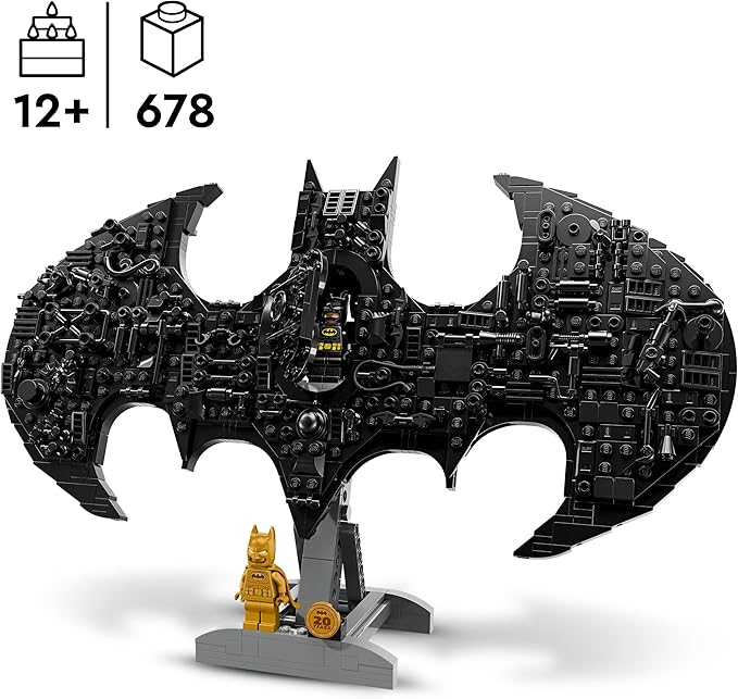 LEGO DC Batman: Batman Logo Building Toy - Super Hero Bedroom Decor for Kids, Boys & Girls, Ages 12+ - W/Classic & Golden Minifigures - Gift Idea for Birthdays & Fans - 76330